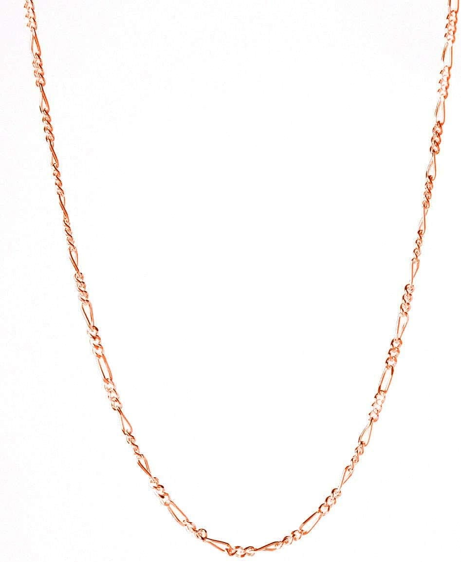 Pori Jewelers Sterling Silver 18kt Rose Gold-Plated, Figaro Chain Necklace, 20"