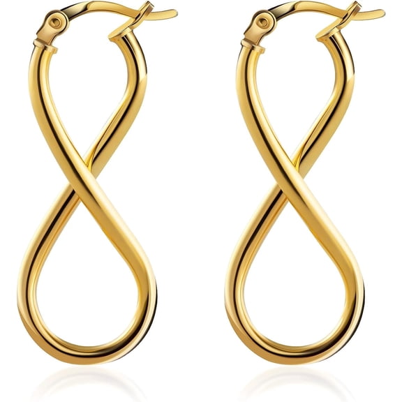 Pori Jewelers Infinity Sterling Silver Hoop Earrings for Women, Yellow