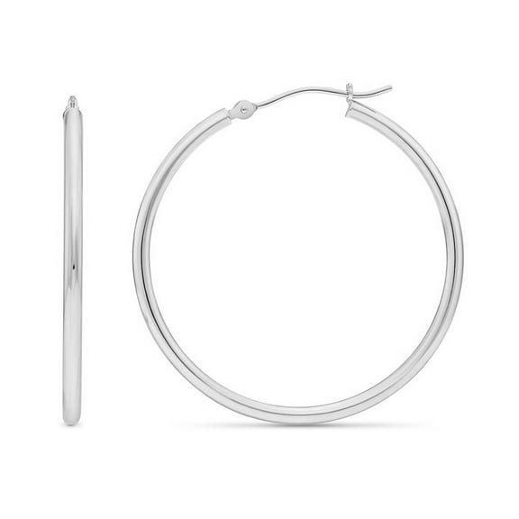 Pori Jewelers Sterling Silver Plain Hoop Earrings 2mm x 25mm for Women - Elegant and Versatile