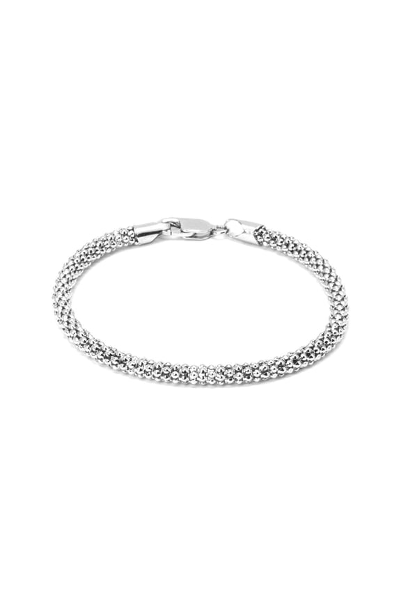 Women's Italian Sterling Silver Popcorn Chain Bracelet, 7.5"