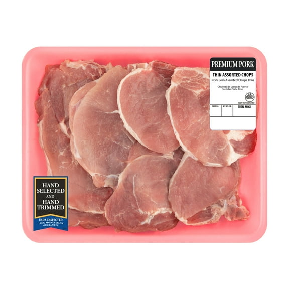 Pork Assorted Loin Chops Thin Bone-In, 2.0 - 3.8 lb Tray