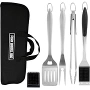 Pork Barrel BBQ Premium BBQ Tool Set - Heavy Duty Stainless Steel Grilling Tools & Grill Accessories with Storage Case