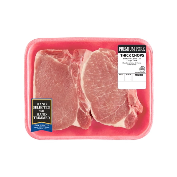 Pork Center Cut Loin Chops, Thick, Bone-In, 2 count, 1.43 - 1.94 lb Tray