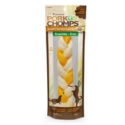 Pork Chomps Premium Rawhide-Free Braided Dog Chew, Peanut Butter Flavor, 10 Inch, 1 Count