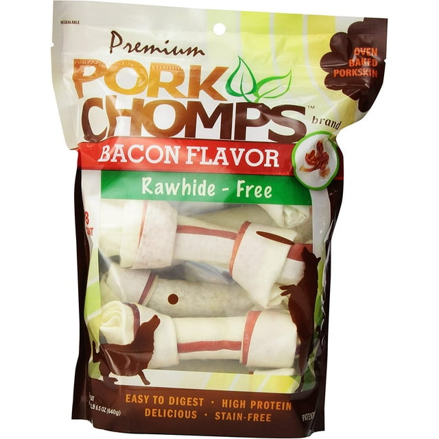 Pork Chomps 67" Ovenbaked Porkskin Bacon Knots RawhideFree Dog Chew