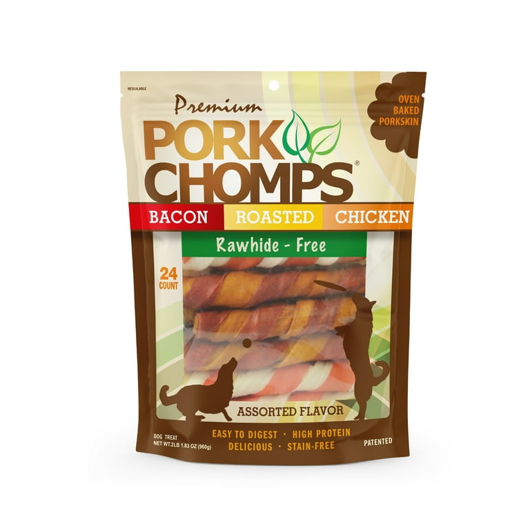 Pork Chomps Assorted Flavor Pork Skin Twists 24 ct Walmart