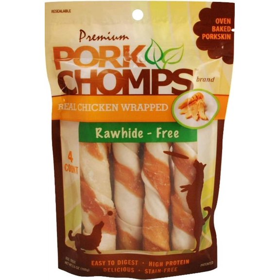 Pork Chomps Rawhide-Free Real Chicken Wrapped Dog Treat 4 Each