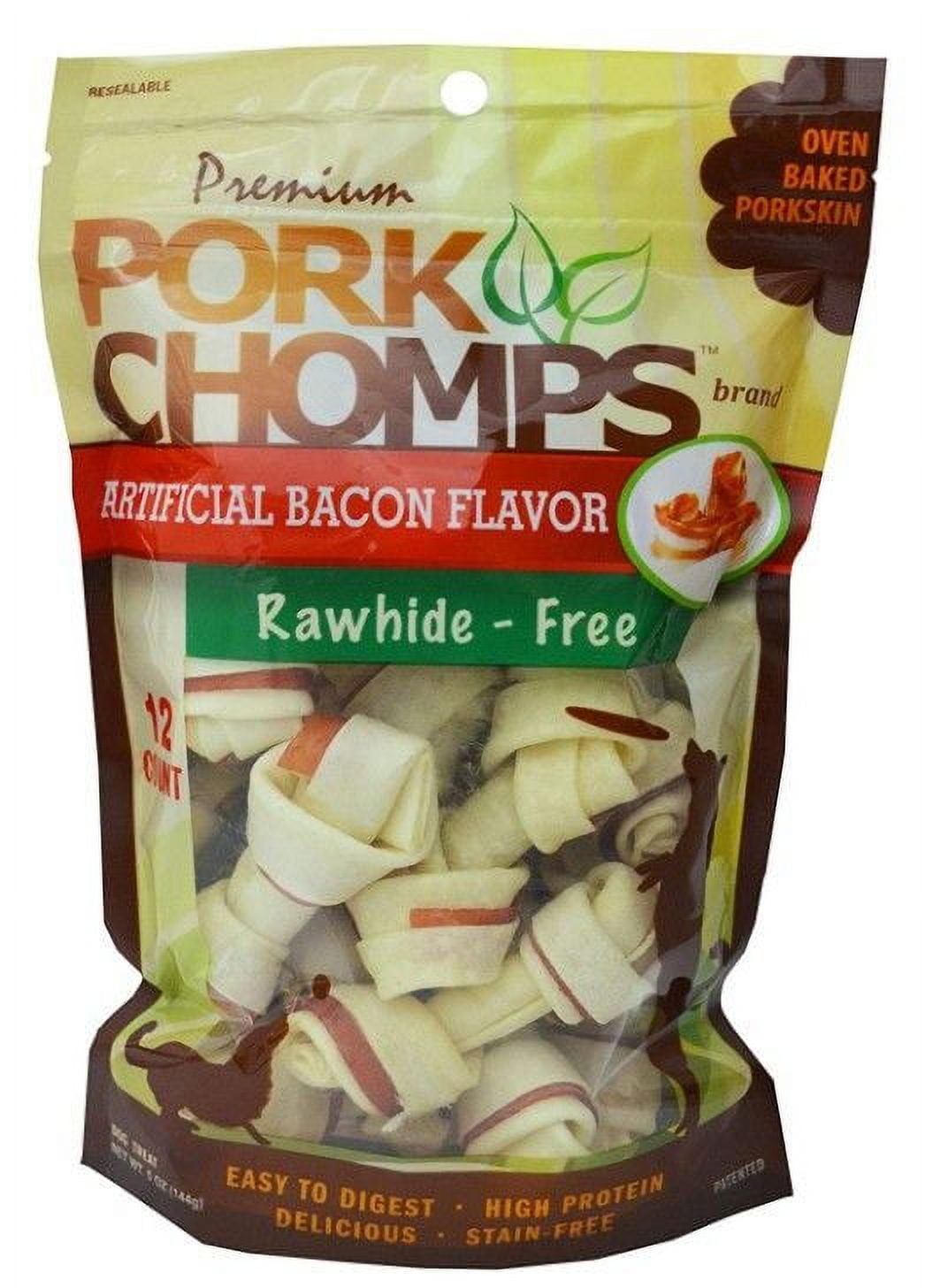 Pork Chomps Knotz Knotted Pork Chew - Bacon Flavor [Dog, Treats Packaged] Mini - 12 Count - (2"-3" Chews)
