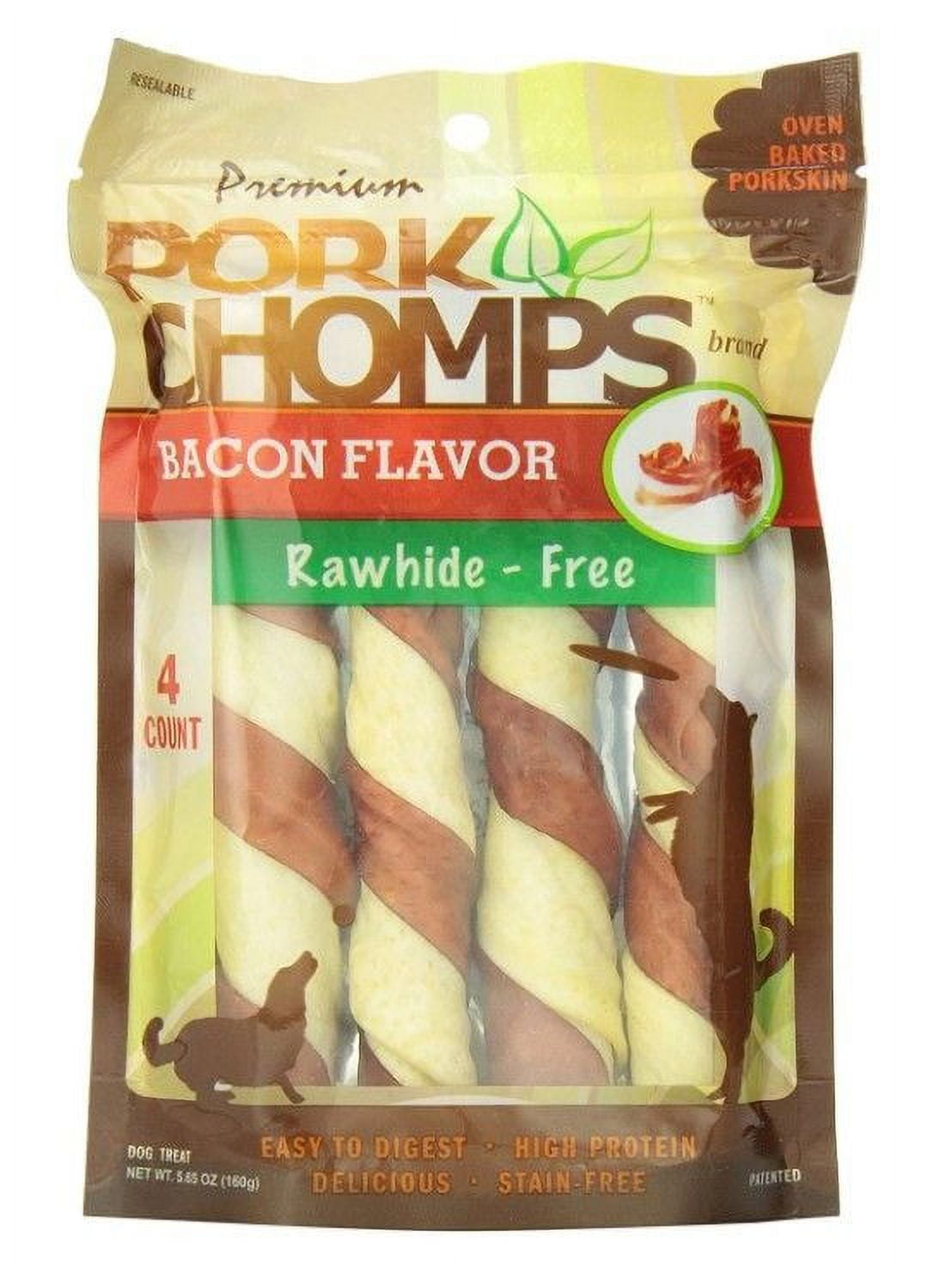 Pork Chomps Premium Pork Twistz - Bacon [Dog, Treats Packaged] Large - 4 Count