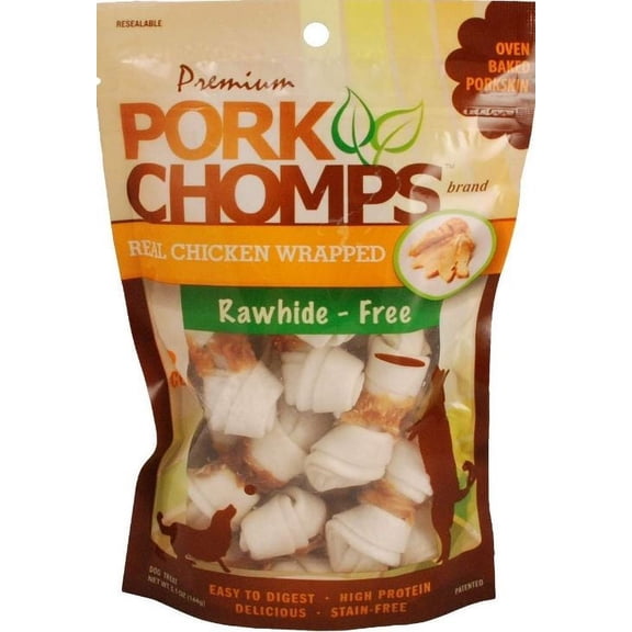 Pork Chomps Real Chicken Wrapped Knotz - Mini [Dog, Treats Packaged] 12 count