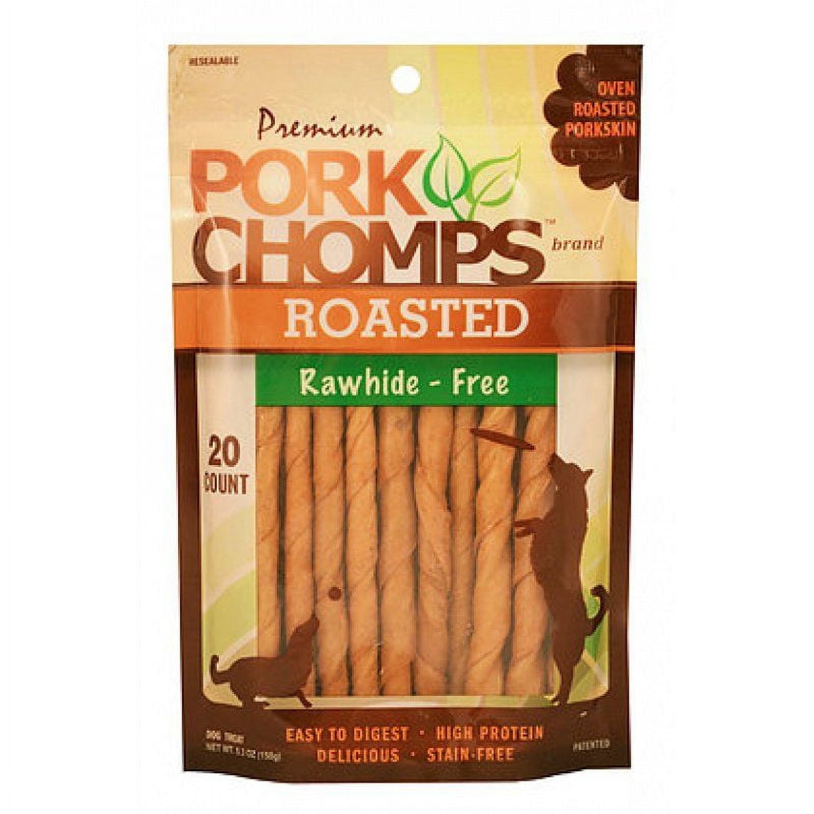 Pork Chomps Roasted Rawhide-Free Porkskin Twists [Dog, Treats Packaged] Small - 20 Pack