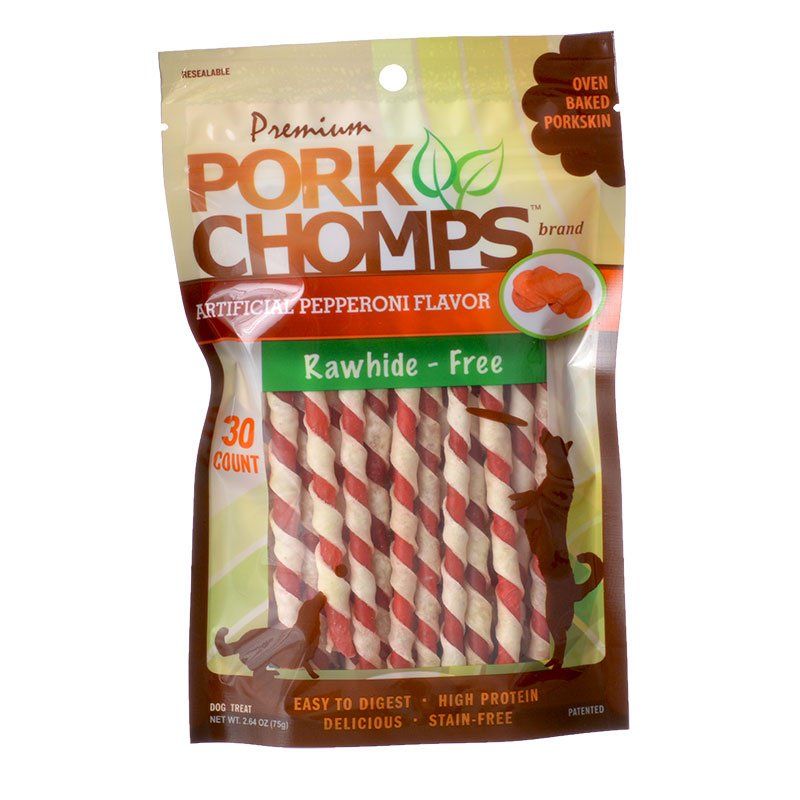 Pork Chomps Twistz Pork Chews Pepperoni Flavor [Dog, Treats Packaged