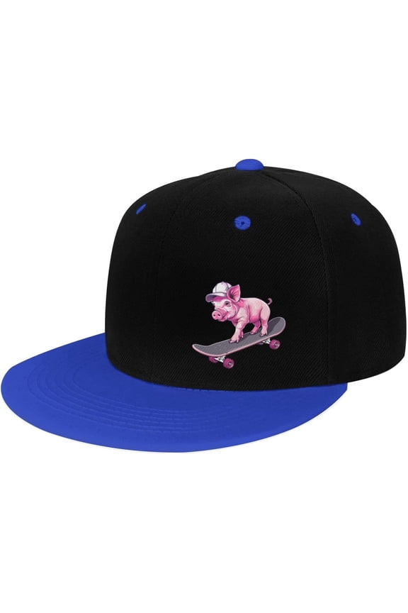 Pork Chop Express Flat Bill Hats Contrast Hip Hop Baseball Cap Unisex Snapback Rock Caps