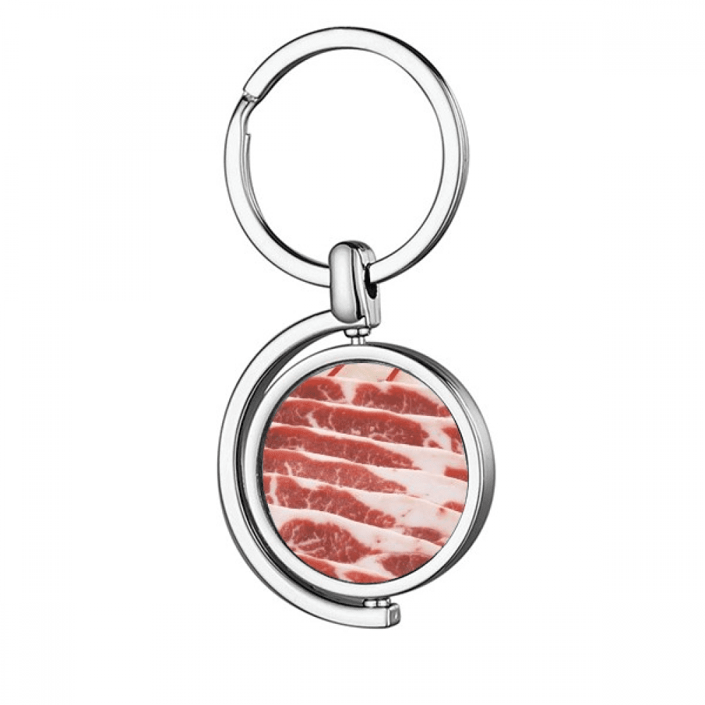 Pork Chops Meat Food Texture Rotating Keychain Metal Keyring Holder ...