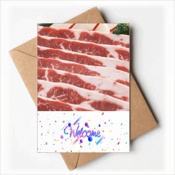 Pork Chops Meat Food Texture Welcome Back Greeting Cards Envelopes Blank