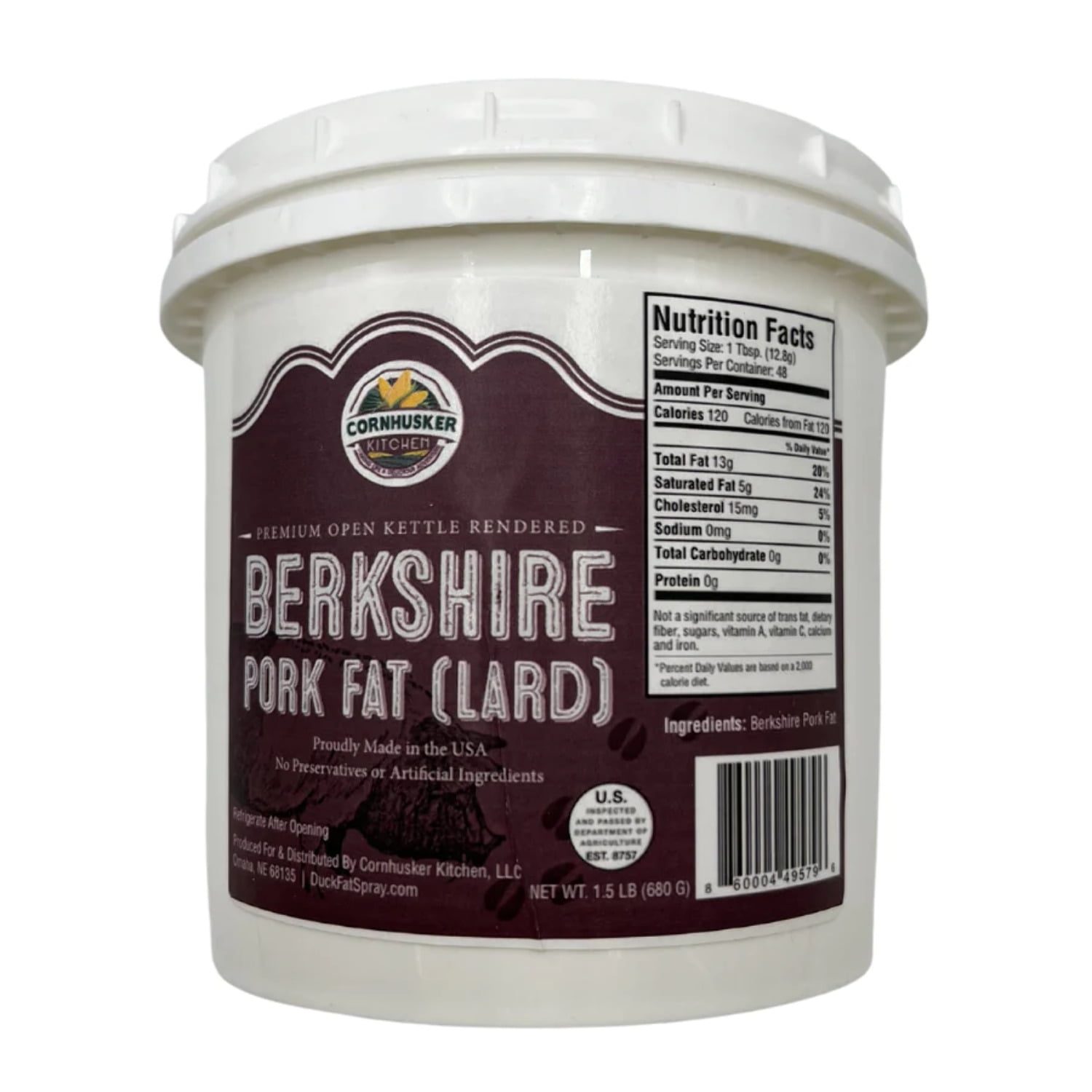 Pork Fat Berkshire Lard 1.5 lb. Tub Keto and Paleo Diet Safe 2