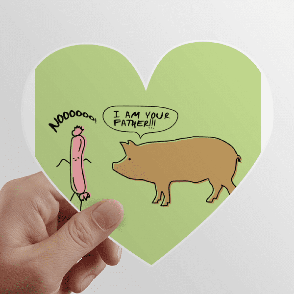Pork Ham Contact Father Art Deco Fashion Heart Vinyl Sticker Bicycle Bottle Decal