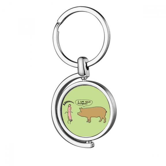 Pork Ham Contact Father Art Deco Fashion Rotating Keychain Metal Keyring Holder