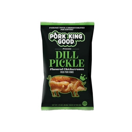 Pork King Good Dill Pickle Pork Rinds (Chicharrones) Keto Friendly Snacks, 12-Pack 1.75 oz. Bags