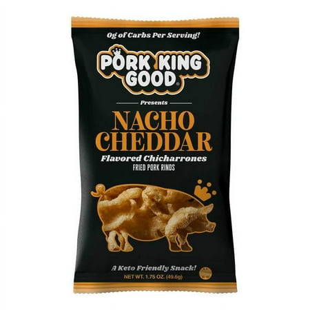 Pork King Good Gluten-Free Nacho Cheddar Fried Pork Rinds, 1.75 Oz