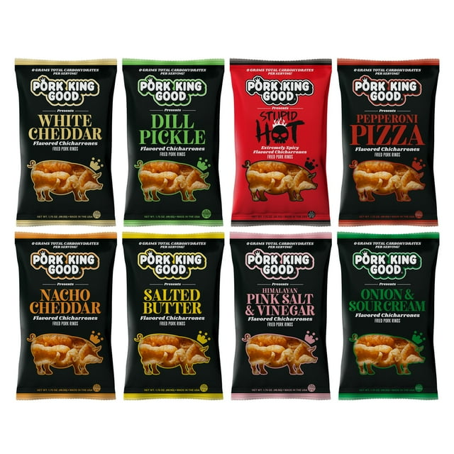 Pork King Good Pork Rinds Variety 8 Pack Keto Snacks