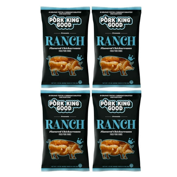 Pork King Good Ranch Pork Rinds (Chicharrones) (4 Pack Keto Friendly Snack