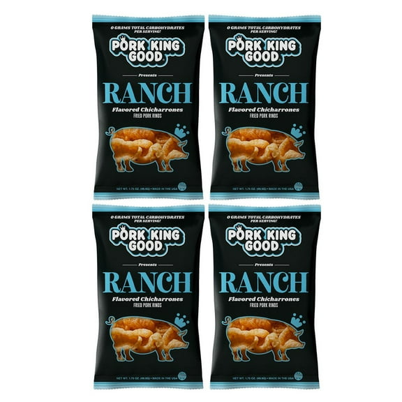 Pork King Good Ranch Pork Rinds (Chicharrones) (4 Pack Keto Friendly Snack