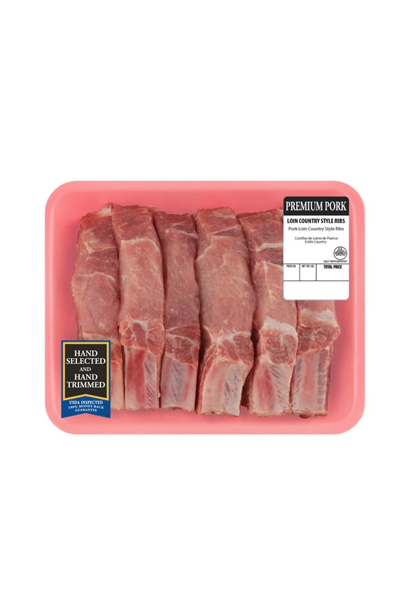 Pork Loin Country Style Ribs, Bone-In, 2.3 - 3.8 lb, Tray