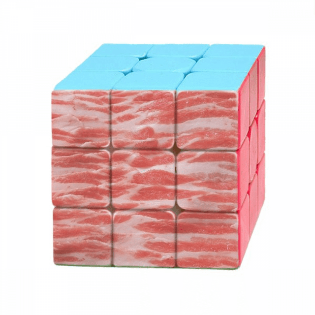 Pork Mutton Fat Meat Food Texture Magic Cube Puzzle 3x3 Toy Game Play 