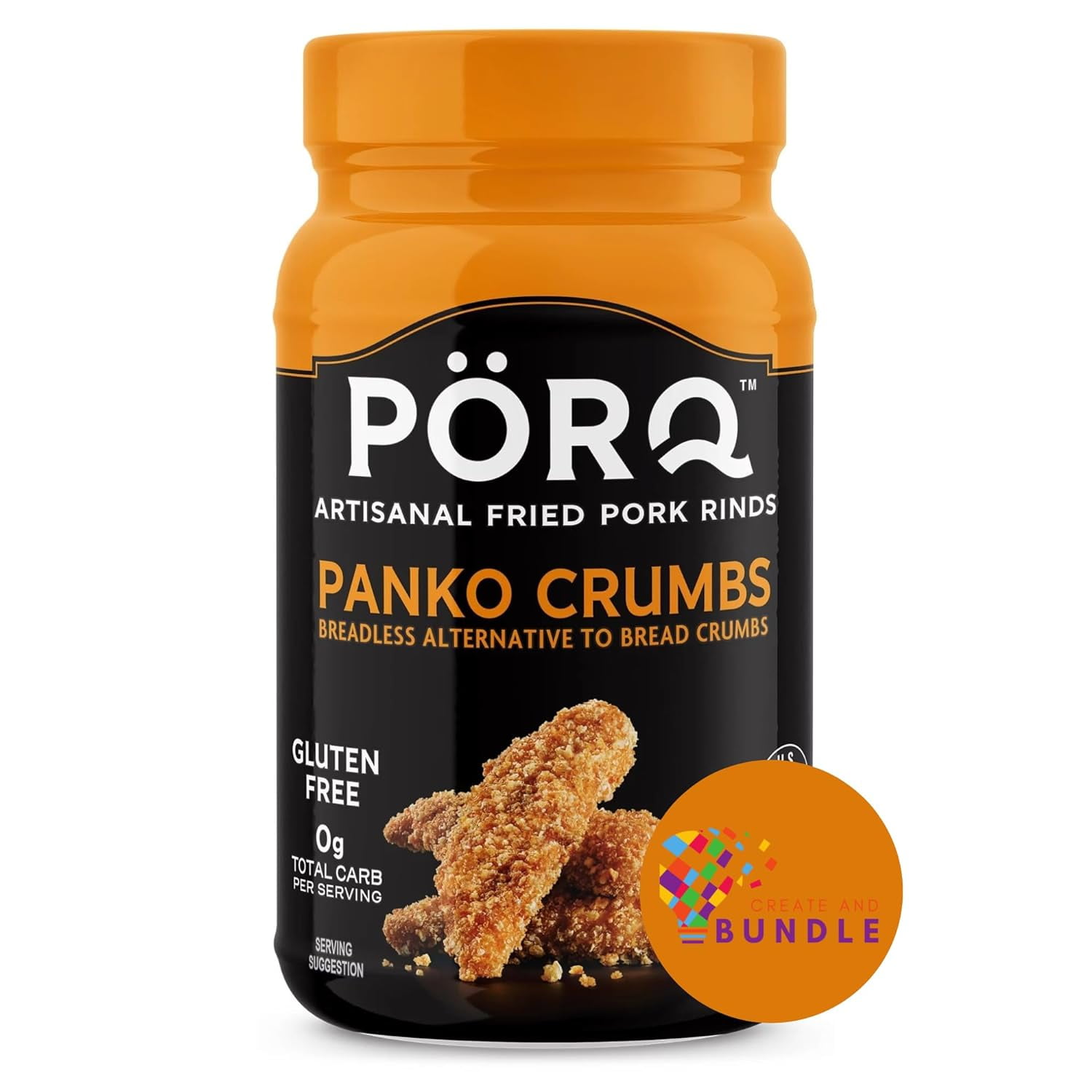 Pork Panko Crumbs, Gluten, Keto Friendly, 10.5 oz Canister, 21