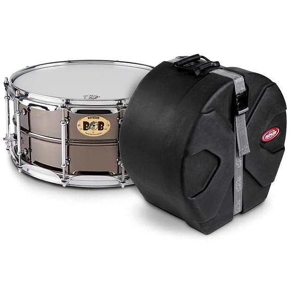 Pork Pie Big Black Brass Snare Drum with Tube Lugs and Chrome Hardware with SKB Case