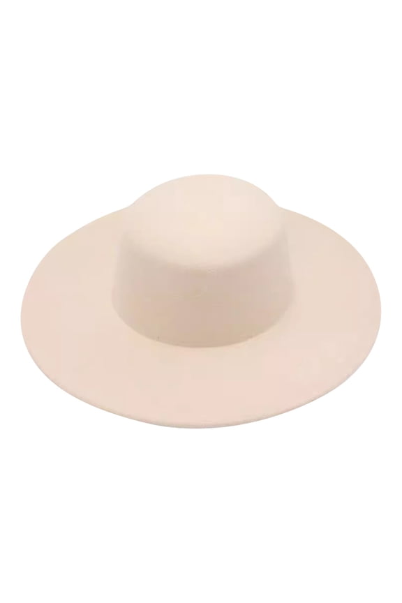 Pork-Pie-Fedora-Hat Wide Brim Felt Flat-Top-Boater Hat for Men Women