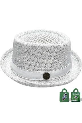 Pork Pie Hat Cotton Mesh One-Size - Lightweight Sun Protection & Breathable Fedora for Travel Resort, 1-Piece Pack, White