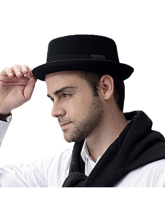 Pork Pie Hat Wool Felt Men's Porkpie Breaking Bad Hats Flat Top Mens Fedora