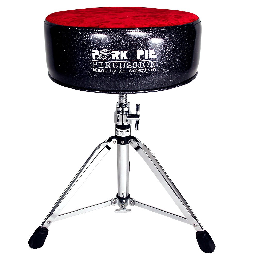 Pork Pie Round Drum Throne - Black Sparkle with Red Crush Top