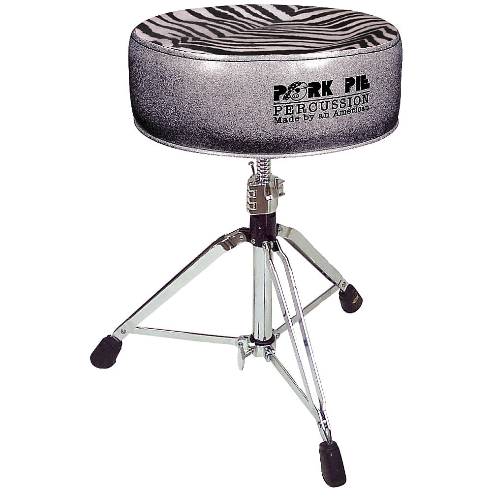Pork Pie Round Drum Throne - Charcoal Glitter with Zebra Top
