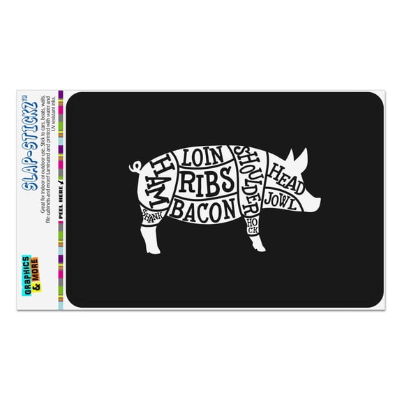 Pork Pig Parts Illustration Bacon Home Business Office Sign