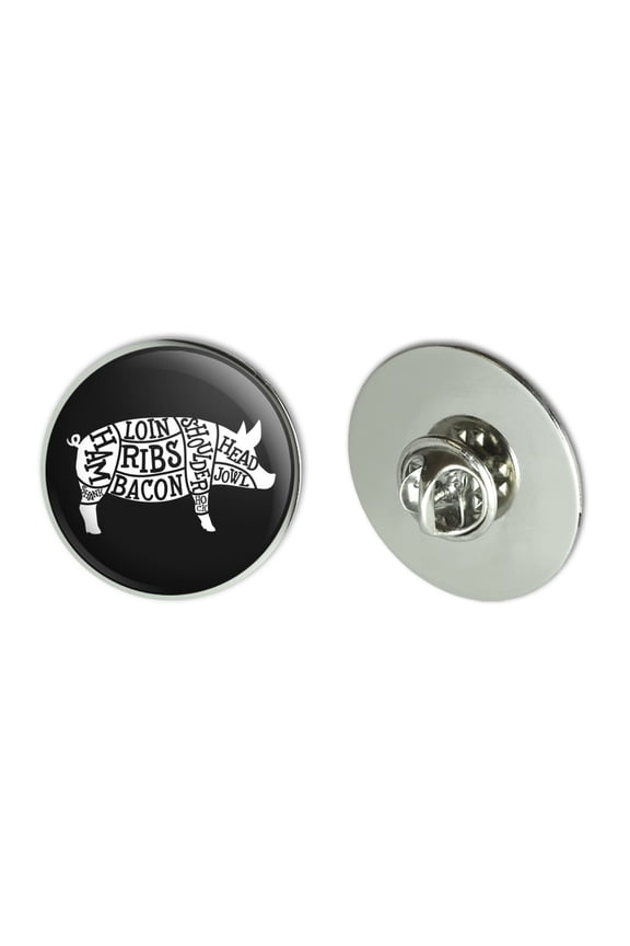 Pork Pig Parts Illustration Bacon Metal 1.1" Tie Tack Hat Lapel Pin Pinback