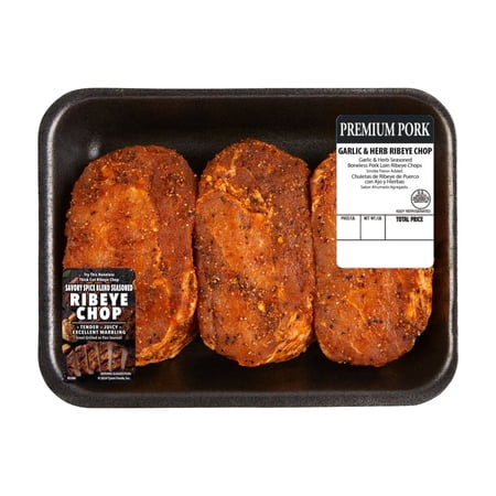 Pork Savory Spice Blend Seasoned Ribeye Chops, Thick Cut, Boneless, 1.01 - 1.51 lb