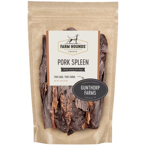 Farm Hounds Dehydrated Pork Spleen for Dogs, 100% Natural, Training Treats & Food from Local Farms for All Dog Breeds & Sizes