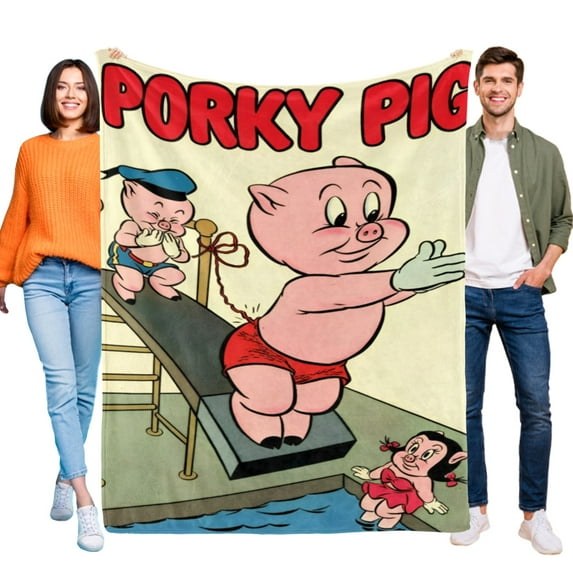 The Porky Pig Show-Anti-Pilling Flannel Blanket Soft Lightweight Plush Fuzzy Cozy Luxury Blanket for Home and Kitchen Use – Perfect for Kids and Adults 60"*79"(150cm*200cm)