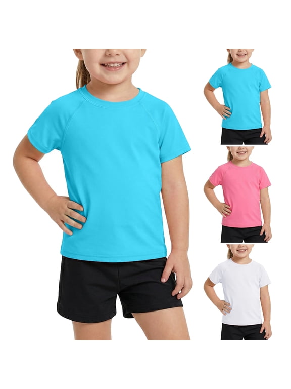 Girls 3-Piece Rash Guard Set UPF 50+ Sun Protection Quick Dry Swim Shirt & Shorts Bathing Suit for Toddler Little Girls