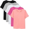 thumbnail image 1 of Poroka Short Sleeve Round Neck Anti Perspiration Solid Plain Cotton T-Shirt 5 Pack (Unisex), 1 of 9