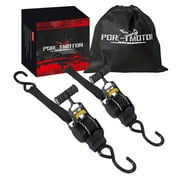 Porotmotor Auto Retractable Ratchet Tie Down Straps with Handle Double Hooks Heavy Duty 2 Pack