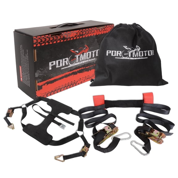 Porotmotor Motorcycle Tie-Down Strap Kit for Motorcycle Transport Rear Wheel Ratchet Tie Down Straps Front Handlebar Strap