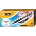 thumbnail image 1 of BIC® BU3 Grip Retractable Ballpoint Pens, Medium Point, 1.0 mm, Clear Barrel, Black Ink, Pack Of 12, 1 of 3