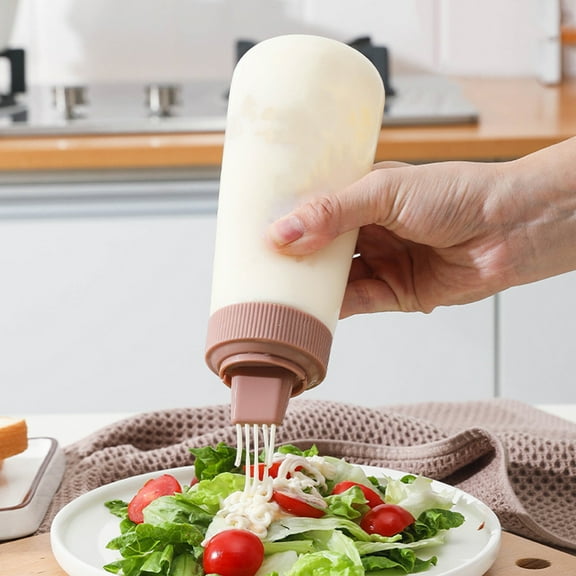 Porous Seasoning Press Bottle with Flip Top Plastic Squeezable Dispenser for Ketchup Mustard Mayo and Icing Liquids Translucent Food Grade Kitchen Tool