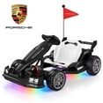 thumbnail image 1 of Porsche 24V Electric Go Kart Ride-On Toy for Boys Girls 6-12, Black, 1 of 11