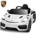 thumbnail image 1 of Porsche 718 12V Powered Ride on Toys, Kids Ride on Cars Sports Car with Remote Control, 4 Wheel Suspension, Bluetooth, Music, LED, Safety Belts, Electric Car for Toddler 3-6 Yrs Boy Girl Gift, White, 1 of 9