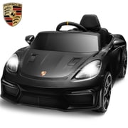 iYofe 12V Licensed Porsche Powered Ride On Car w/ Remote & Music, Ages 3+, Black